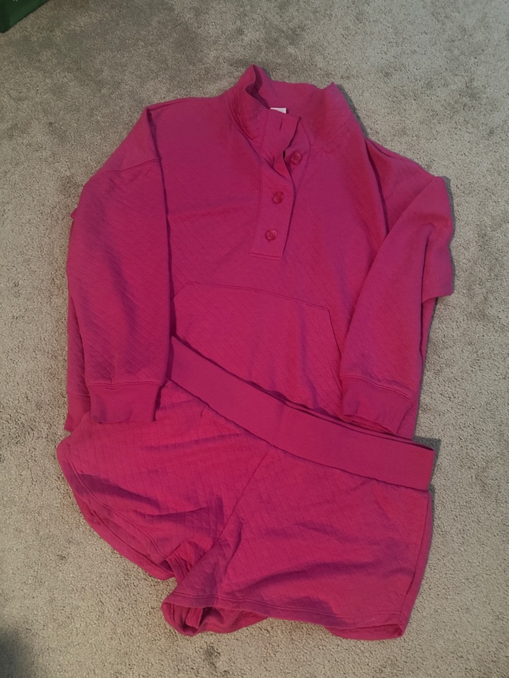 Hot Pink Button Quilted Lounge Set